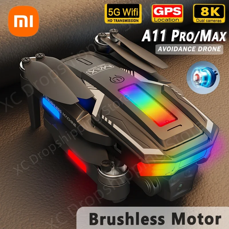 XIAOMI-Drone professionnel A11 Max, 8K, HD, photographie aérienne, 5G, GPS, omnidirectionnel, évitement d\'obstacles, moteur sans balais, quadrirotor