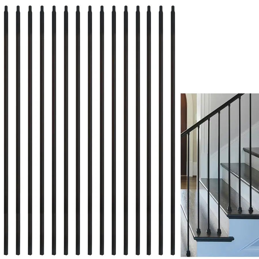 

Pcs Wrought Iron Balusters,1 2 x 44 Straight Hollow Iron Baluster for Staircase Remodel, Matte Black Metal Railing