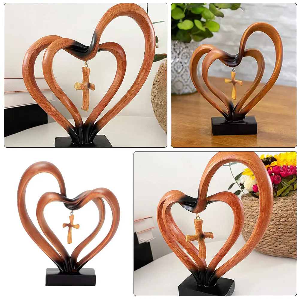 

Heart Statue Craft Resin Desktop Decoration for Couples Bedroom Wedding Party Home Decor Bright Color Portable Compact Size