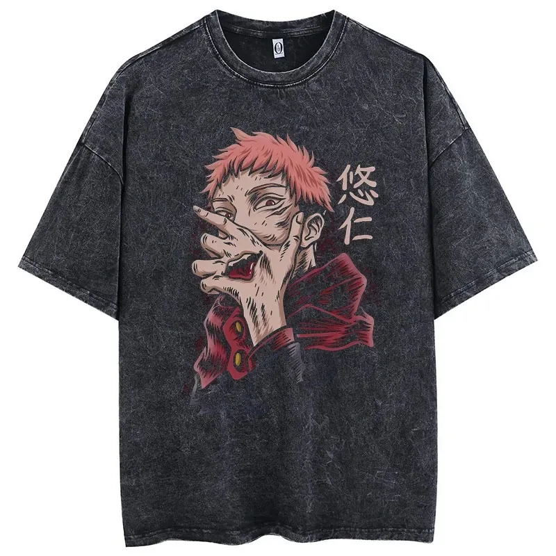 Women Men T-shirt Oversized Acid Washed Tee Print Retro Punk T-shirt for Men's Women's Adults' Hot Stamping 100% Cotton Casual