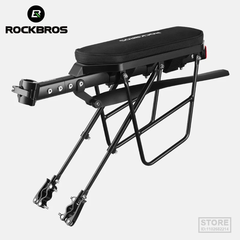 

ROCKBROS Bicycle Luggage Carrier Aluminum Alloy Shelf MTB Cycling Front Rack With Taillight Seatpost Bag Holder Stand