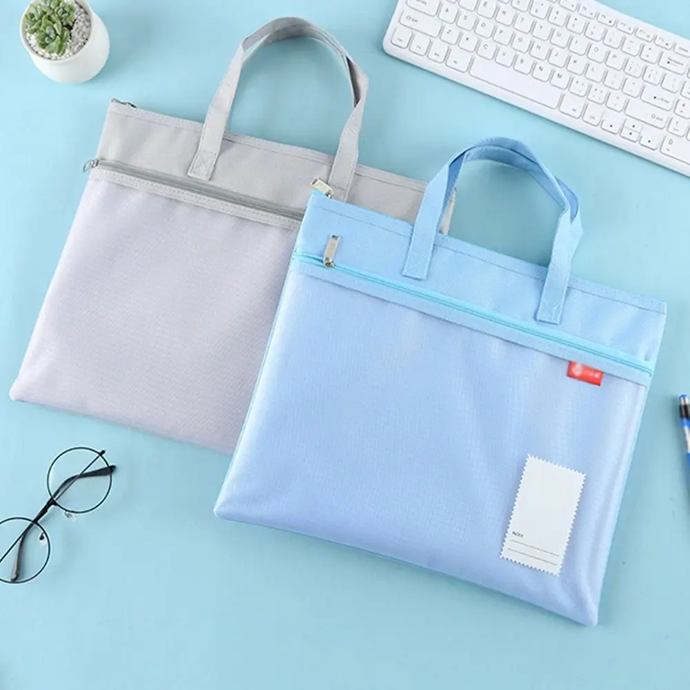 

Portable Book Storage Bag Handheld Waterproof a4 File Organizer with Handle Large Capacity Zipper Mesh Bags Back To School