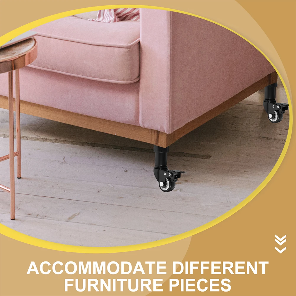 

4Pcs Adjustable Metal Furniture Legs With Rotating Casters For Cabinet Sofa Bed Coffee Table Long Lasting