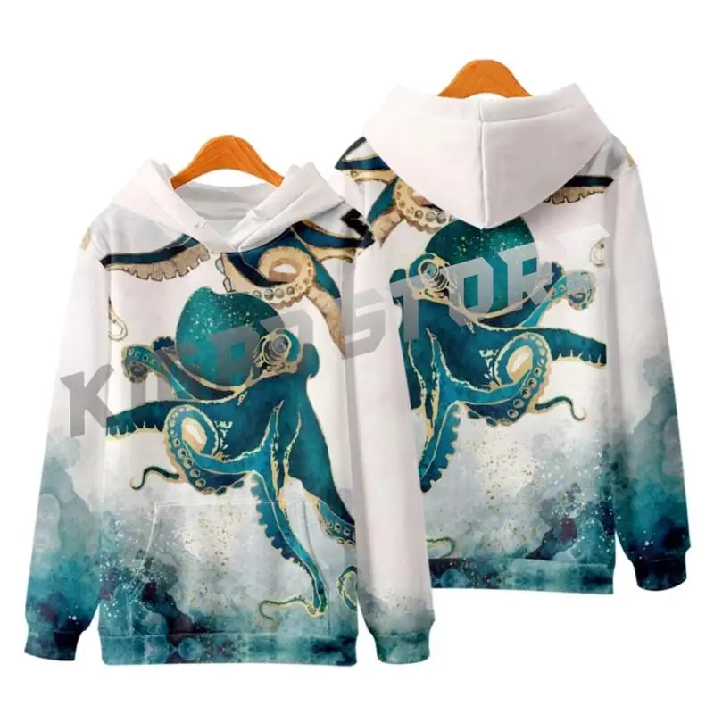 Men's Long Sleeve Hoodie Pullover Sweatshirt Retro Sea Creatures Casuals Spring & Fall For Men/Women Outerwear Streetwear