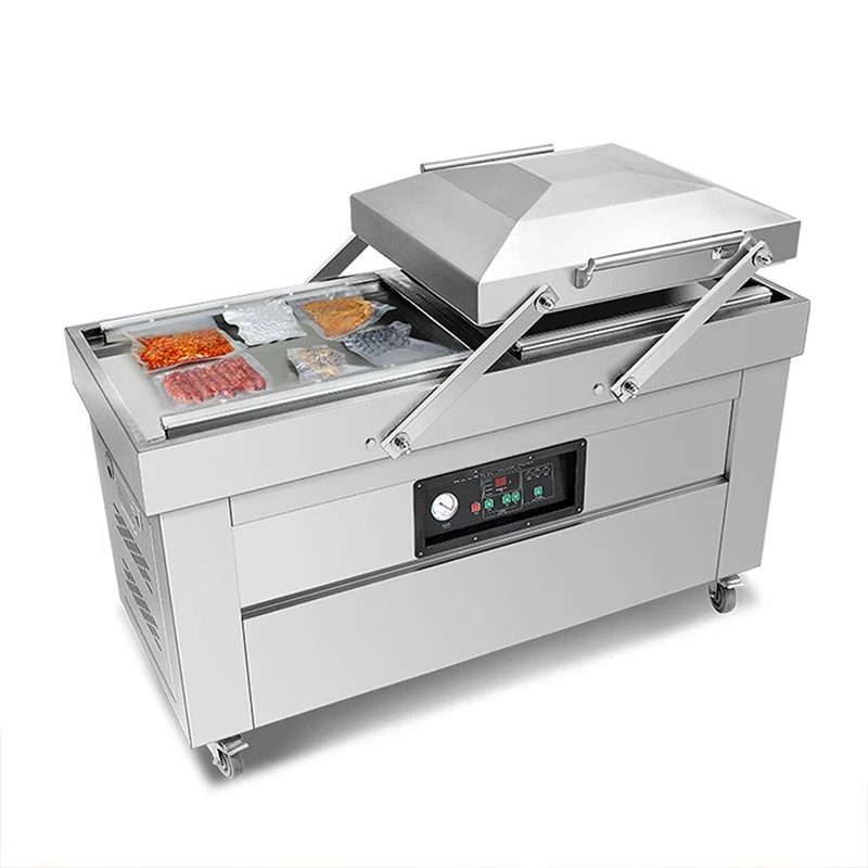 Automatic double chamber vacuum machine dry and wet air extraction food packaging machine packaging and sealing machine