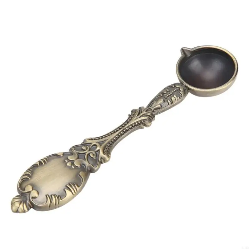 HX6D Vintage Retro Selling Spoon Bronce Selling Selling Spoon Spoon para fusión cuchara para cera sello sellado