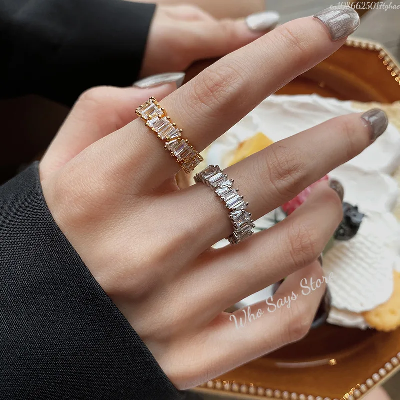 خواتم الزركون المتلألئة بتصميم جديد أنيق للنساء هدية مجوهرات أنيقة للحفلات