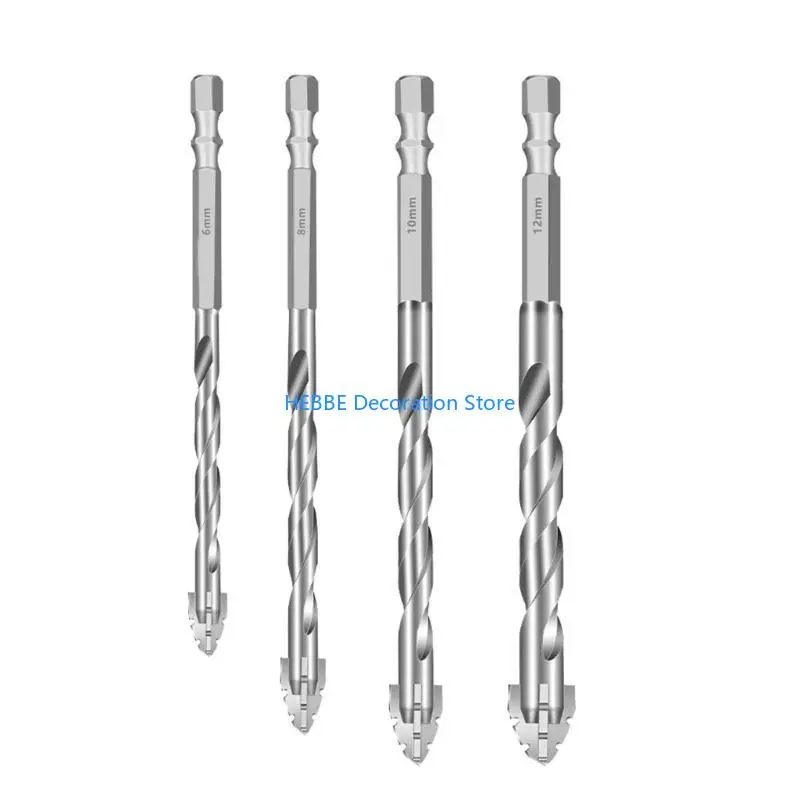 

B0KC 4pcs 1/4 "шестнадцатеричный хвостовик четыре флейты пилома -эксцентричные цифли