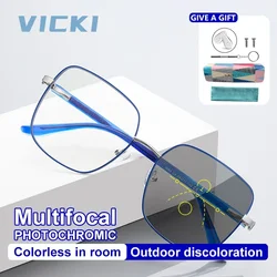 VICKI Large Frame Square Men's Progressive Multifocal Reading Glasses Customizable Prescription Photochromic  Blue Light FFD3064