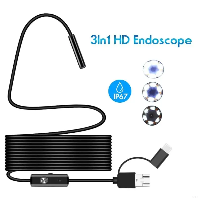 A70F Endoscope Camera with Light, Borescope with Adjustable LED Light,Endoscope Camera,Waterproof Inspection Camera