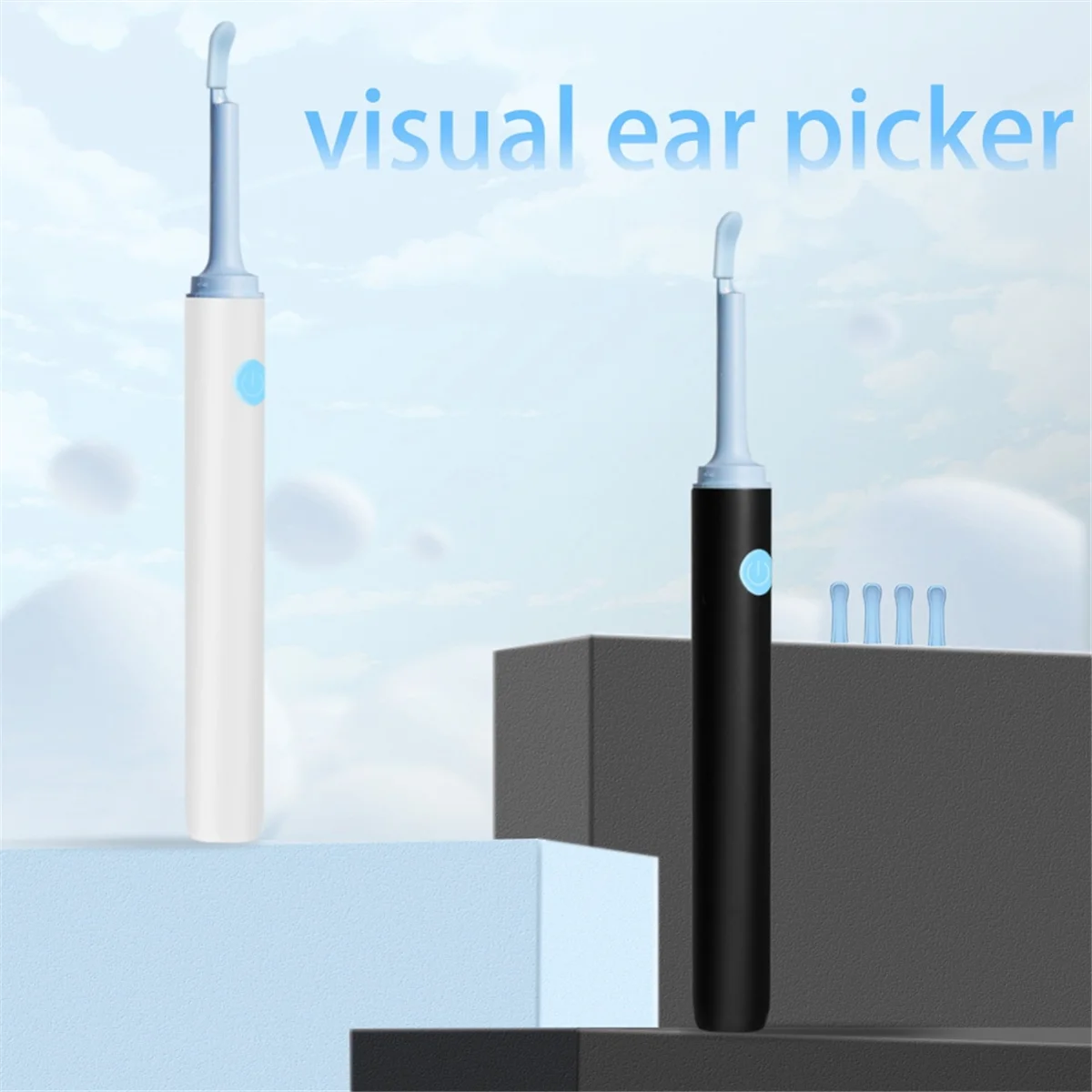 AD41-أداة إزالة شمع الأذن اللاسلكية المرئية مع كاميرا 6 قطع مصباح ليد منظار الأذن مجموعة عصا التقاط الأذن الذكية