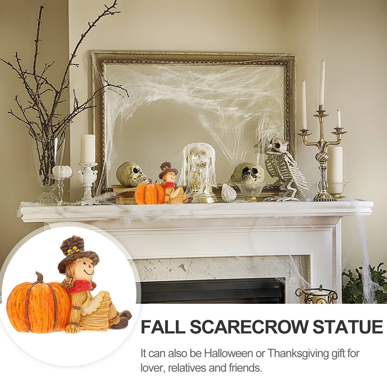 

Resin Scarecrow Pumpkin Decoration Bright Appearance Thanksgiving Party Decor Home Office Table Gift Party Decoration