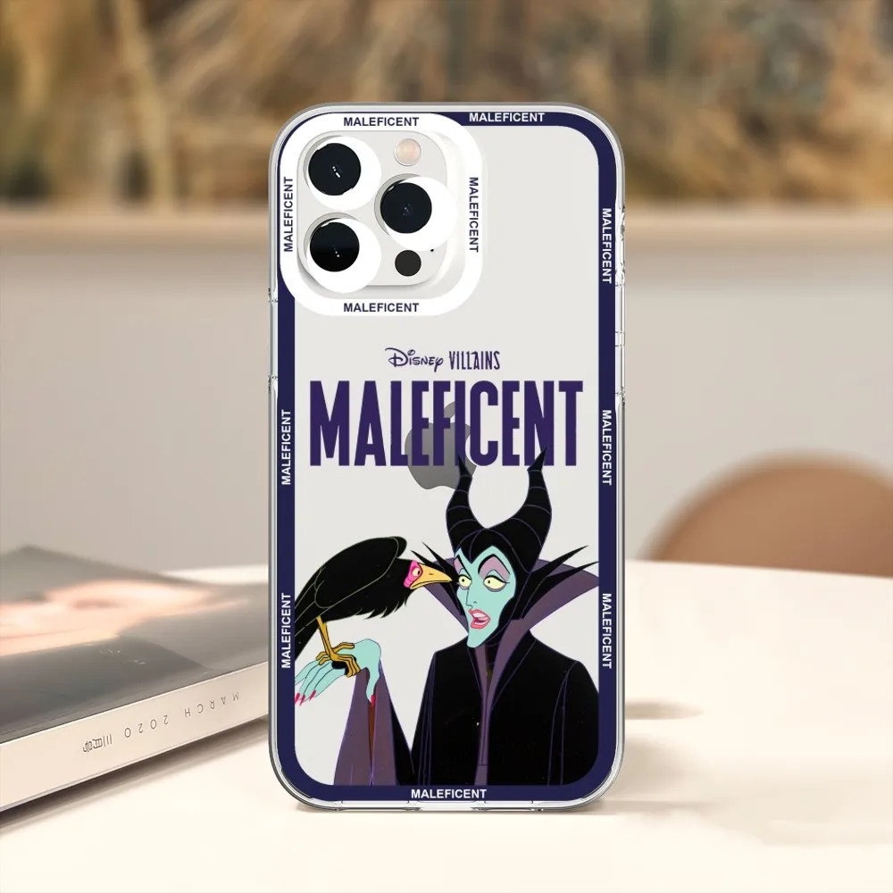 MINISO Disney Maleficent Phone Case For Xiaomi Redmi Note 7 8 9 10 11 Pro Max Transparent Border Shell