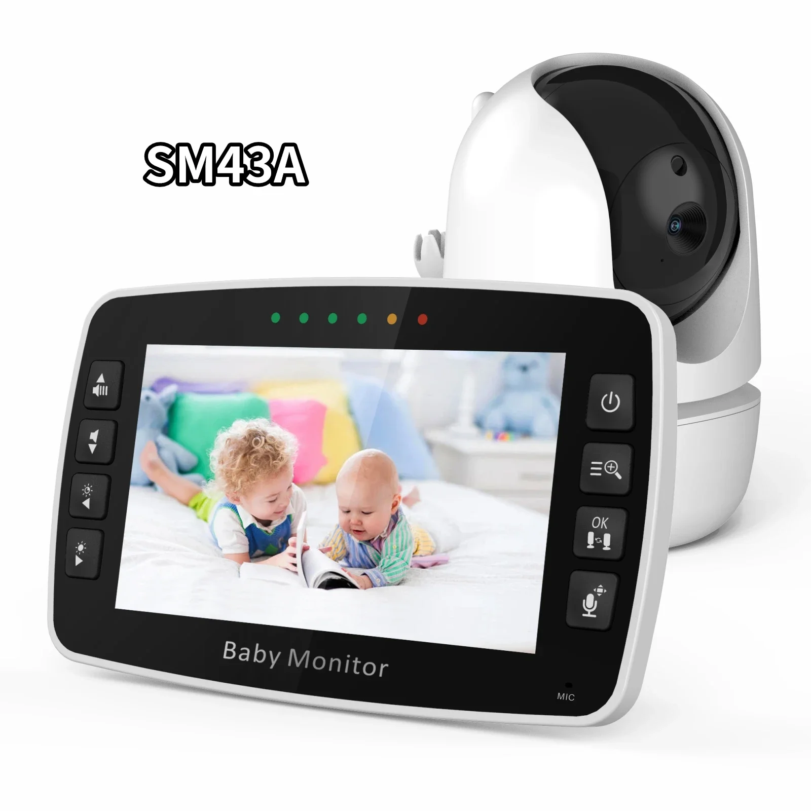 New 4.3 Inch  Baby Monitor Wireless Video Nanny  Security Night Vision Cry Alarm Temperature Monitoring Baby Two Camera SM43A