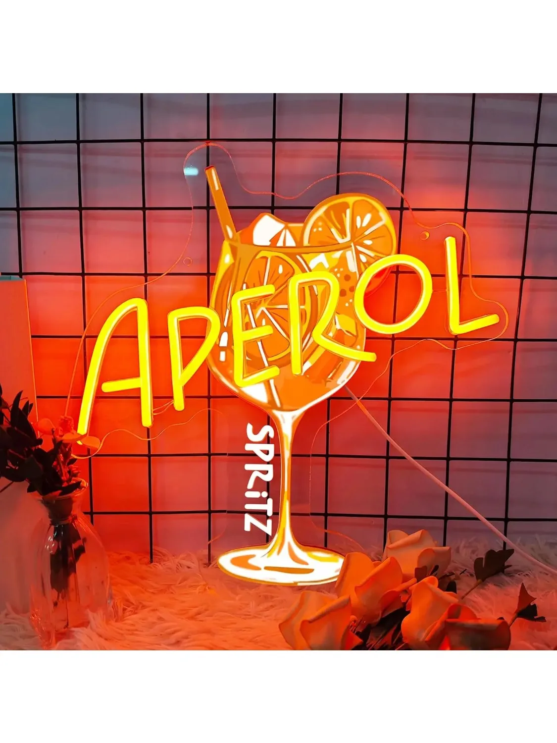 Orange/Aperol Spritz Neon-Schild LED Cocktail Neonlicht für Zuhause Bar Männerhöhle Küche Party Deko Spritz-Liebhaber Geschenk USB Dimmbar