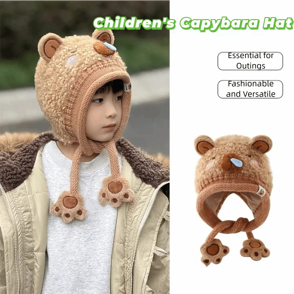 

Warm Toddler's Knitted Hat Soft Coldproof Baby Ear Protection Cap Breathable Windproof Capybara Beanie Caps Cold Weather Wear