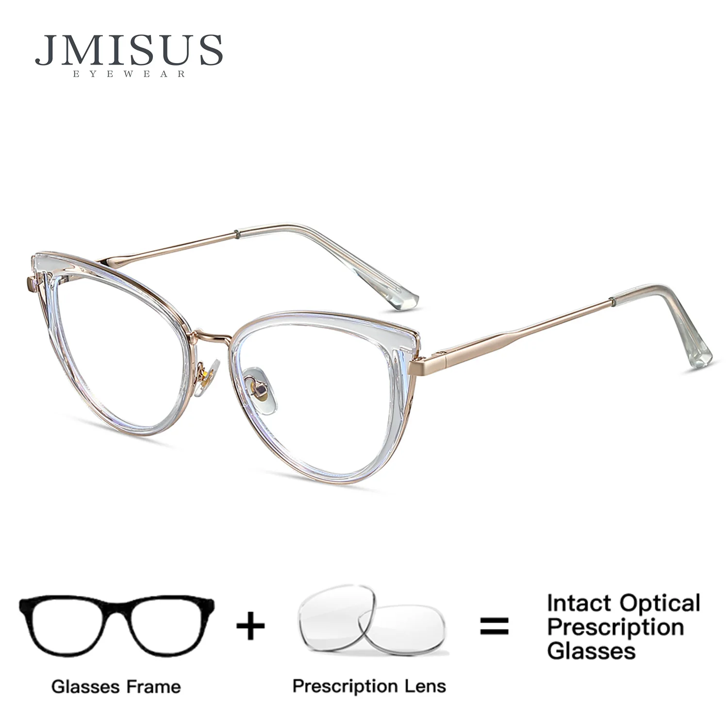 

JMISUS Handmade Acetate Cat Eye Progressive Multifocal Glasses Woman Anti-Blue Light Butterfly Prescription Eyewear