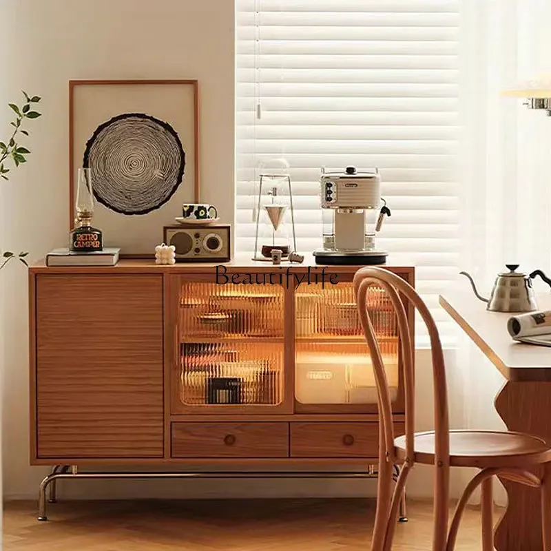 

yj19 Solid Wood Sideboard Japanese Style Cherry Wood Wabi-Sabi Living Room Tea Cabinet