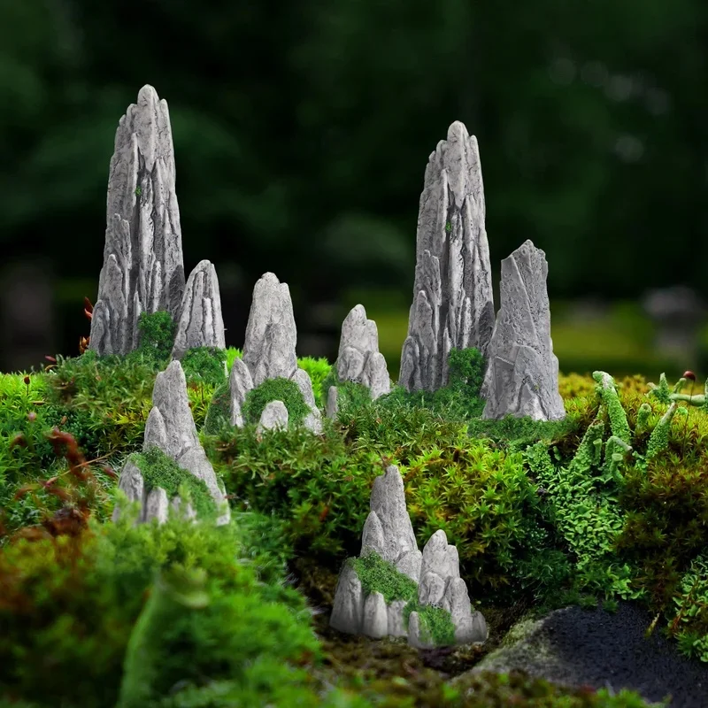 3 Pcs Landscape naments Mini Rockery Statue Garden Supplies Bonsai Landscaping Scenery Simulation Mountain Decor Outdoor