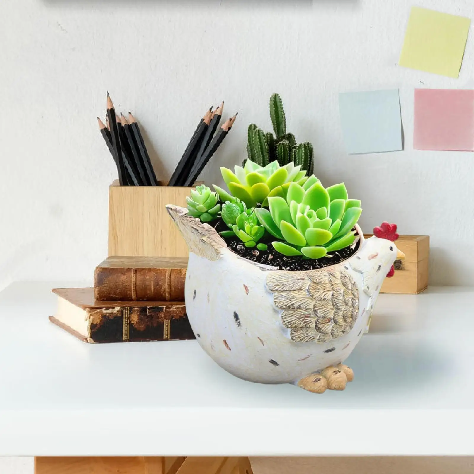 

Plant Container Holder Miniature Vase Hen Flower Pot Chicken Statue Planter for Desk Living Room Thanksgiving Farmhouse Balcony