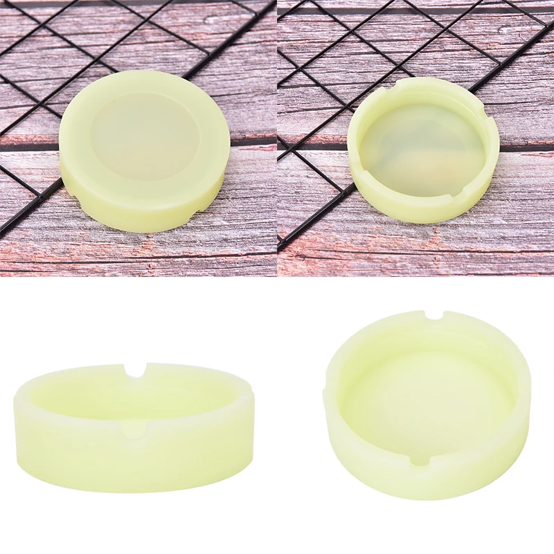 Luminous Silicone Ashtray Premium Rubber High Temperature Heat Resistant Anti-fall Round Design Ashtray Cigarette Accessories