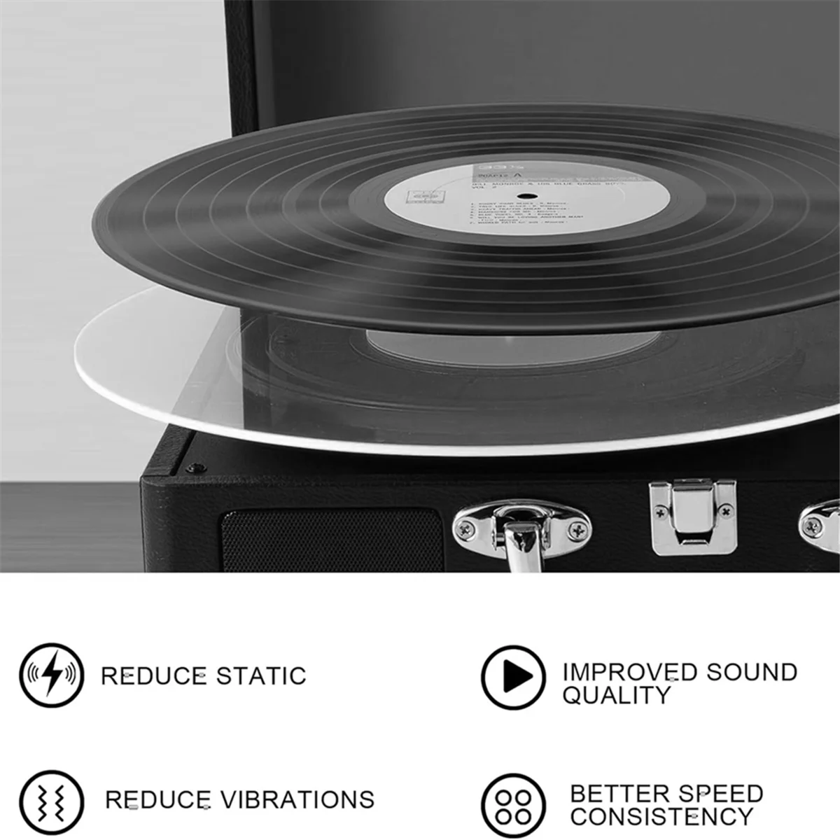 Acrylic Turntable Mat, 12inch Slip Mat for Viny Record Player, 3mm Thick Acrylic Platter Slipmat Replacement&A22K