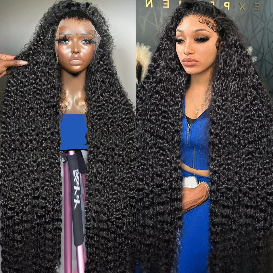 Deep Wave 250 Density 13x4 HD Transparent Lace Front Wig 30 Inch Curly 13x6 Lace Frontal Human Hair Wigs Brazilian Women