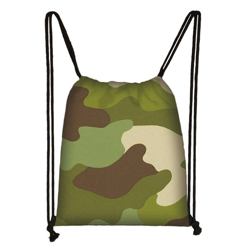 Camuflagem Poliéster Drawstring Bag, Vento Espessado Ombro Bolso, Viagem, Ao ar livre, Logotipo personalizado, Pacote Worek, Packak