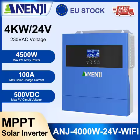 ANENJI 4.2KW Solar Inverters 24V Hybird Off/On Grid Inverter Pure Sine Wave 100A MPPT Solar Charge Controller For Solar Panel