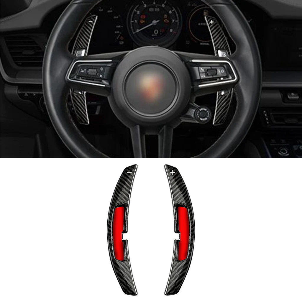 2Pcs Real Carbon Fiber Car Steering Wheel Shift Paddle For Porsche 911 Macan Panamera Cayenne 992 2021 Paddle Shifter Extension