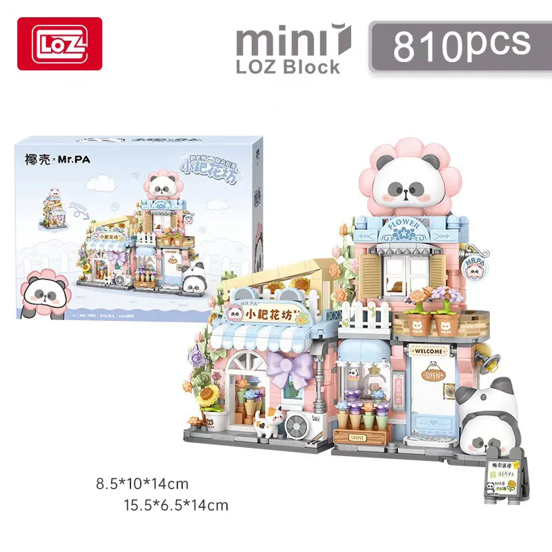 Bloques de Construcción LOZ Street Scene Flower Shop Takoyaki MOC, Modelo en Miniatura DIY, Juguete Educativo STEM, Regalo de Cumpleaños para Niños