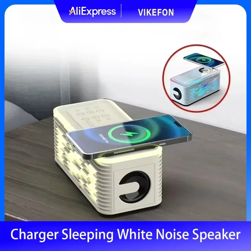 

Wireless Charger Sleeping White Noise Machine RGB Lights Portable HiFi Stereo Speaker Bluetooth Soundbox Fast Charging Stand