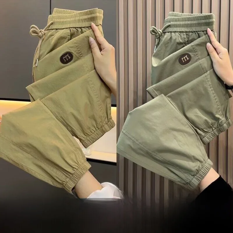 Men's Casual Loose Fit Nine-Tenths Thin Workwear Pants Autumn Spring Trendy Versatile Comfortable Sports Long Sweatpants