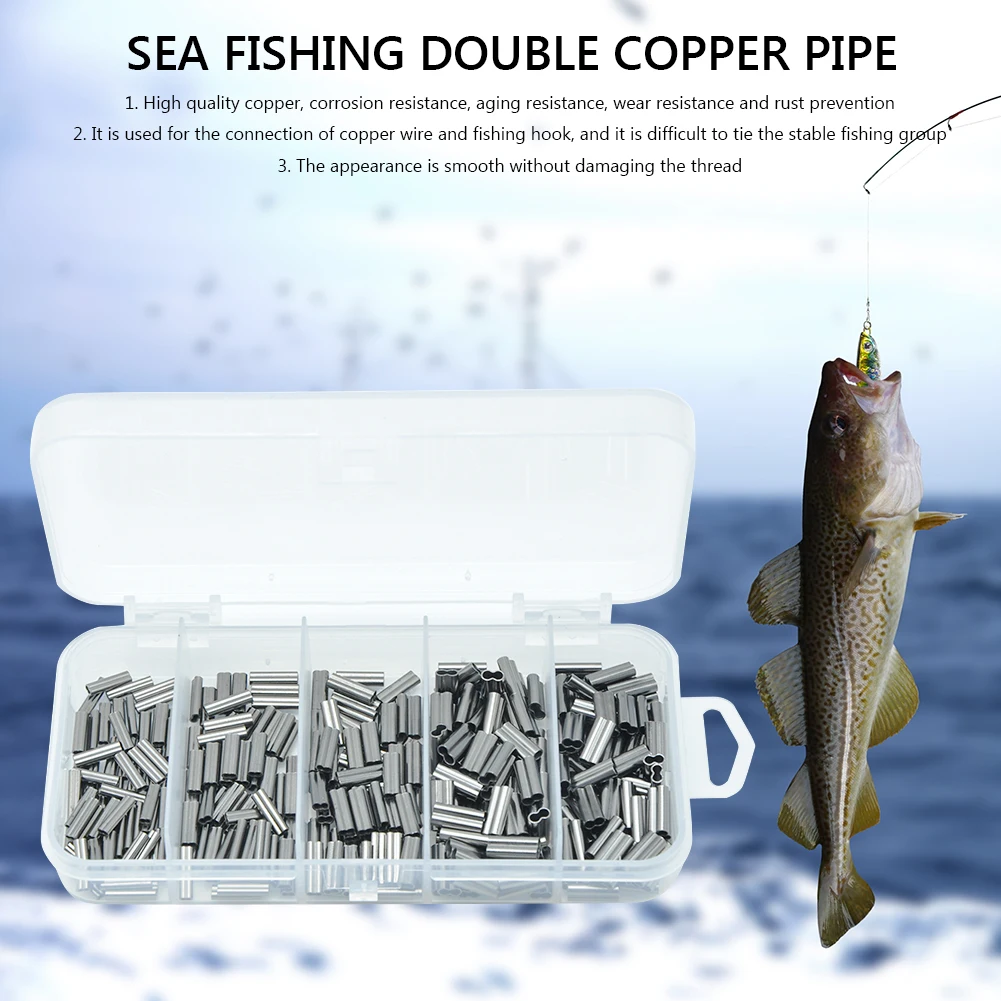 300 قطعة الصيد تجعيد الأكمام برميل مزدوج 1.0-1.8 مللي متر النحاس العقص حلقة كم عالية القوة استبدال عدة تزوير معالجة #4