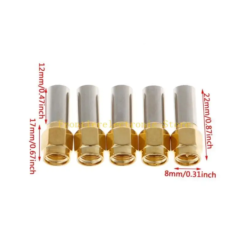 G8DB 5 Pcs SMA Male Plug RF Coaxial Connector Crimp For RG58 RG142 RG400 LMR195 RG223