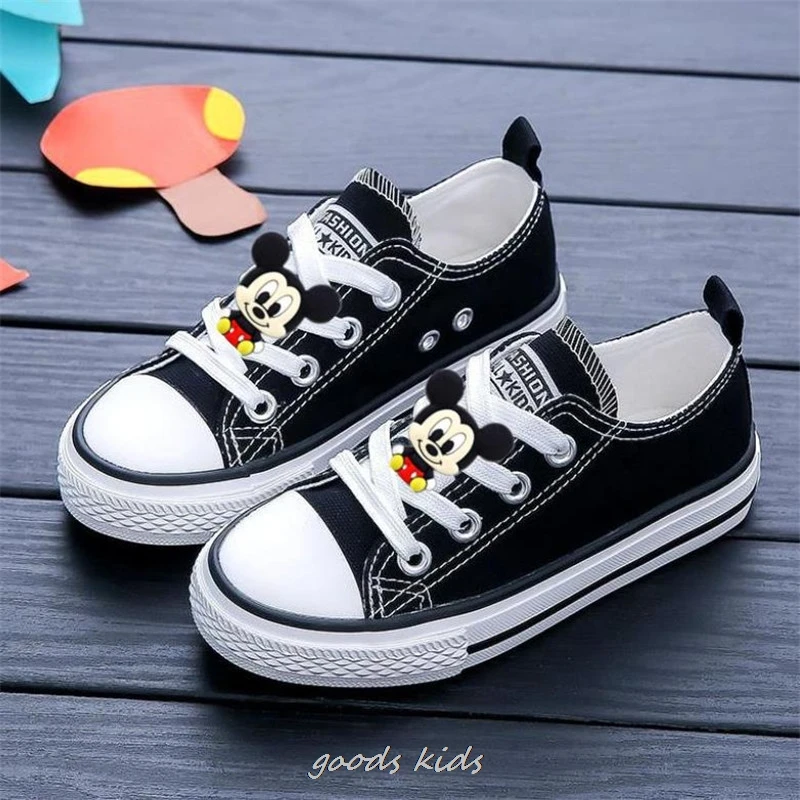 Disney-zapatos de lona de Mickey y Minnie para niños y niñas, zapatillas transpirables, botas de moda, zapatos informales para estudiantes