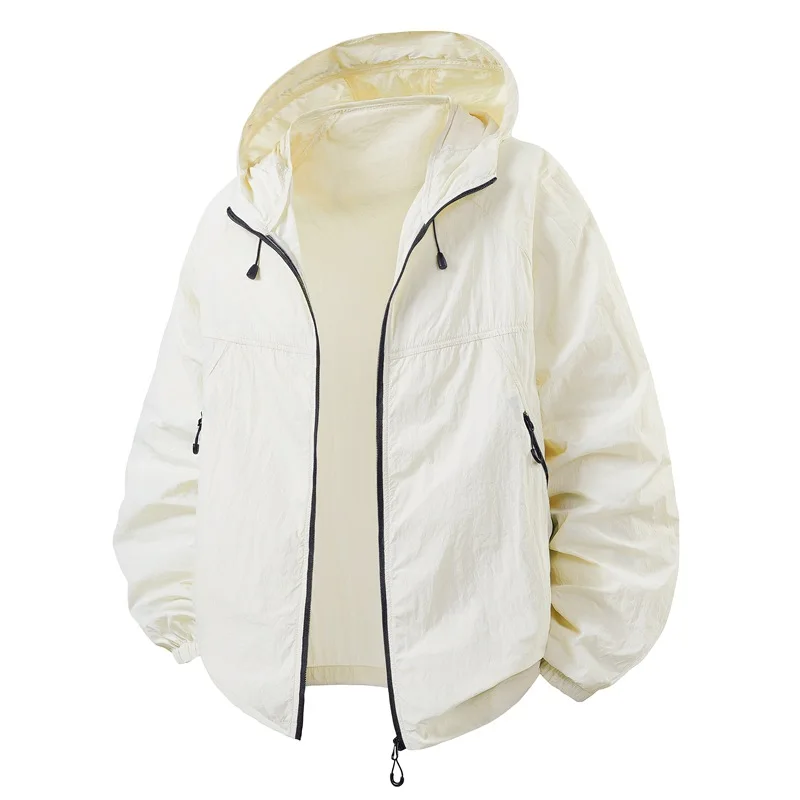 سترة جديدة للربيع والصيف سترة واقية رفيعة بغطاء للرأس للرجال ملابس عمل غير رسمية قابلة للتنفس ملابس للحماية من الشمس #4