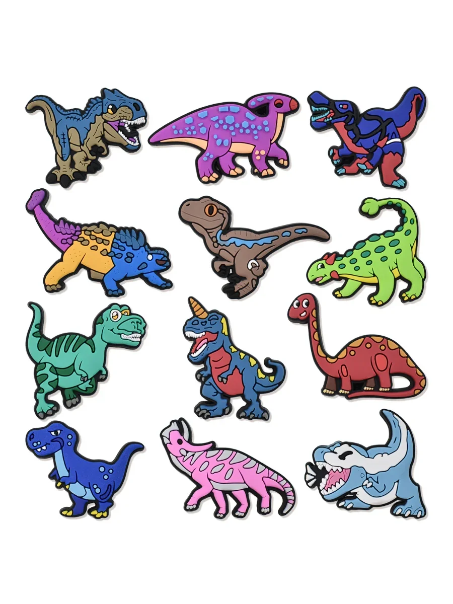 Breloques de chaussures en PVC série dinosaure, combinaison de boucles de pantoufles, accessoires de bracelets adaptés, bandes de décoration, cadeau de fête unisexe