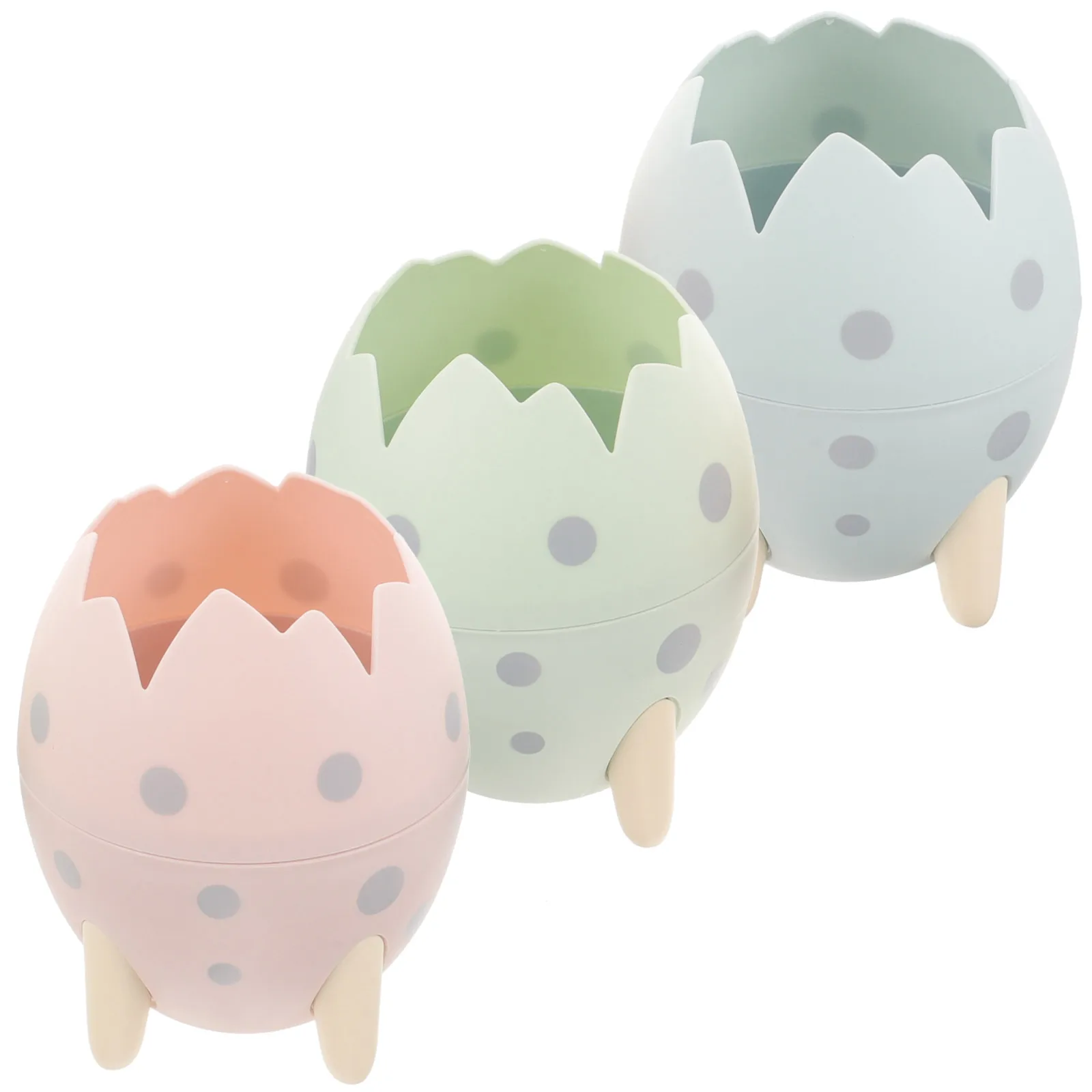 

3pcs Dinosaur Egg Pen Holder Large Capacity Desk Organizer Cartoon Pencil Container Smooth Surface Student Use PP Material