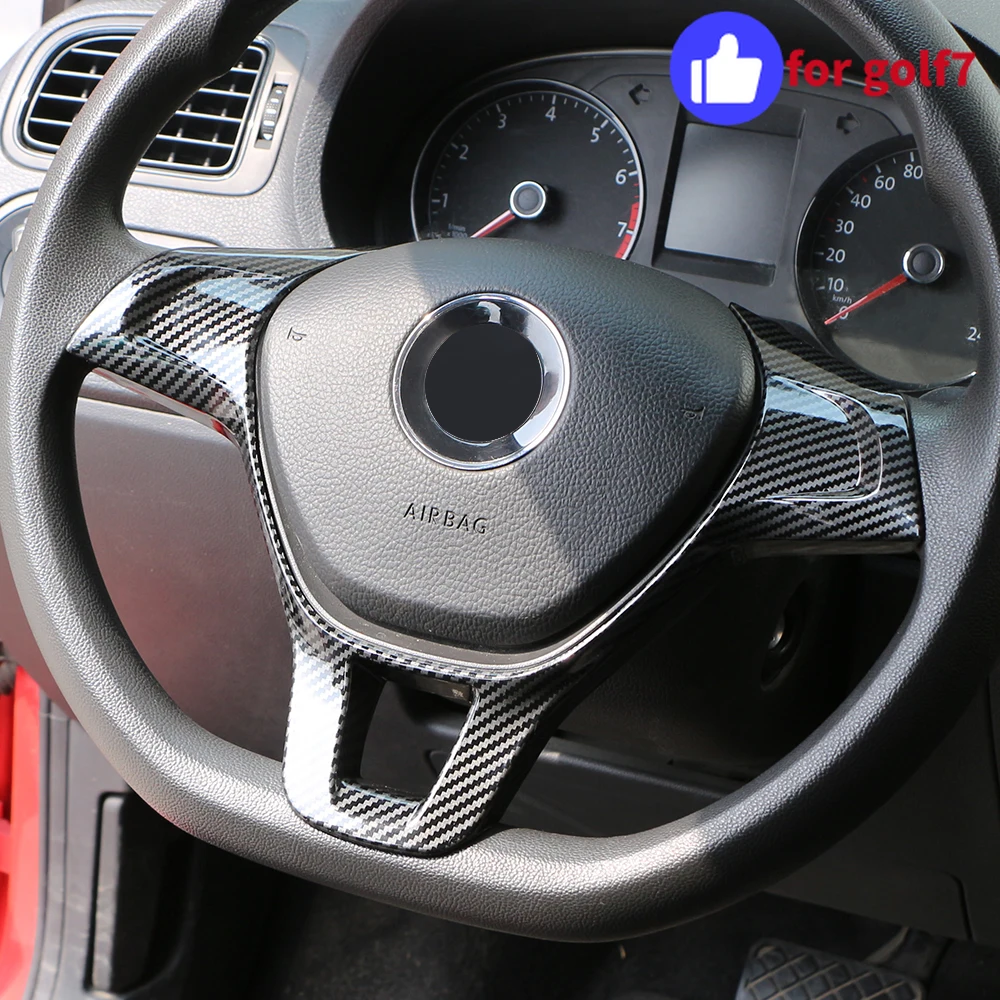 For Volkswagen VW Golf 7 GTI MK7 Jetta MK6 2015 2016 POLO 2014 2015+ Car Steering Wheel Cover Trim Sticker Decoration Acc.