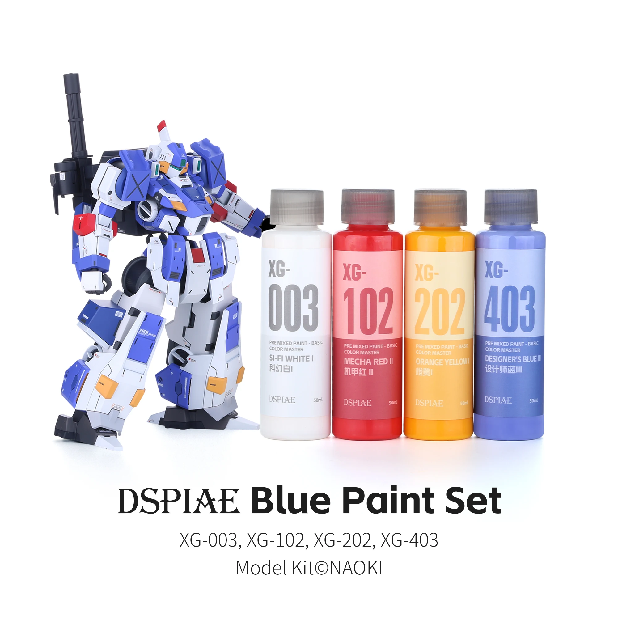 DSPIAE XG Series 50ML Pre-Mixed Acrylic Paints Basic Colors Water-based Paint for Gunpla Scale Model Coloring Tools Hobby DIY