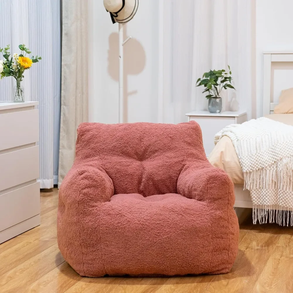 Bean Bag Chairs with Tufted Soft Stuffed with Filler, Fluffy Sherpa and Lazy Sofa, Comfy Cozy BeanBag Chair with Memory