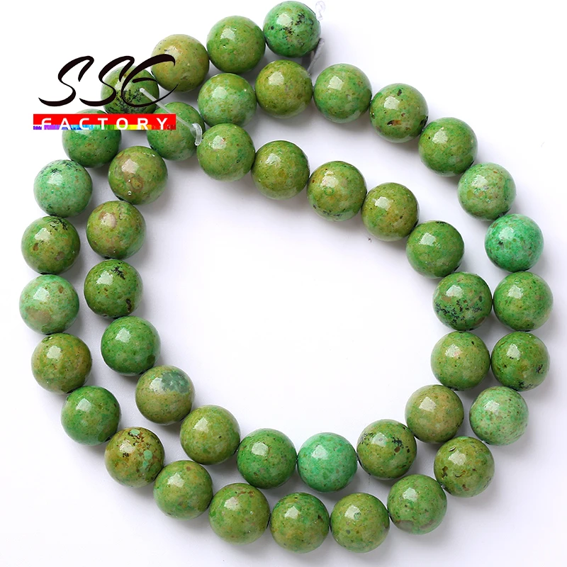 Natuurlijke Afrikaanse Groene Jaspers Kralen Ronde Losse Kralen Diy Armbanden Kettingen Voor Sieraden Maken 4 6 8 10 12mm 15 \