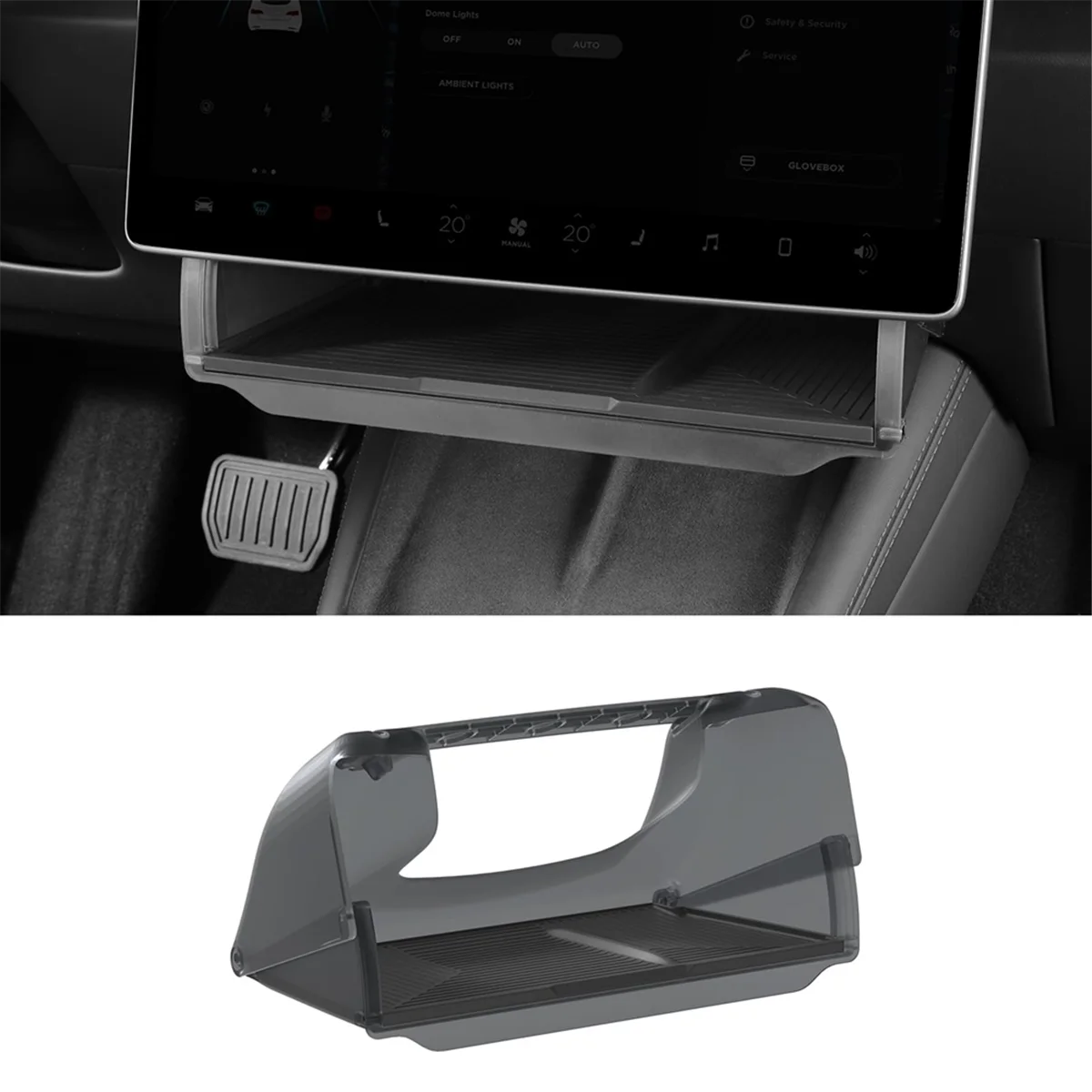 LHD Under Screen Storage Organizer Tray for Tesla Model 3 Highland 2024 Center Console Organizer Storage Box Accessories