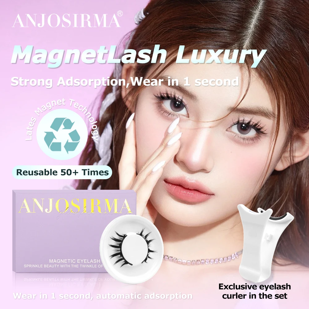 ANJOSIRMA Magnetic Eyelash Extension Natural Effect Individual Magnet False Eyelashes, Reusable Self-adhesive lashes