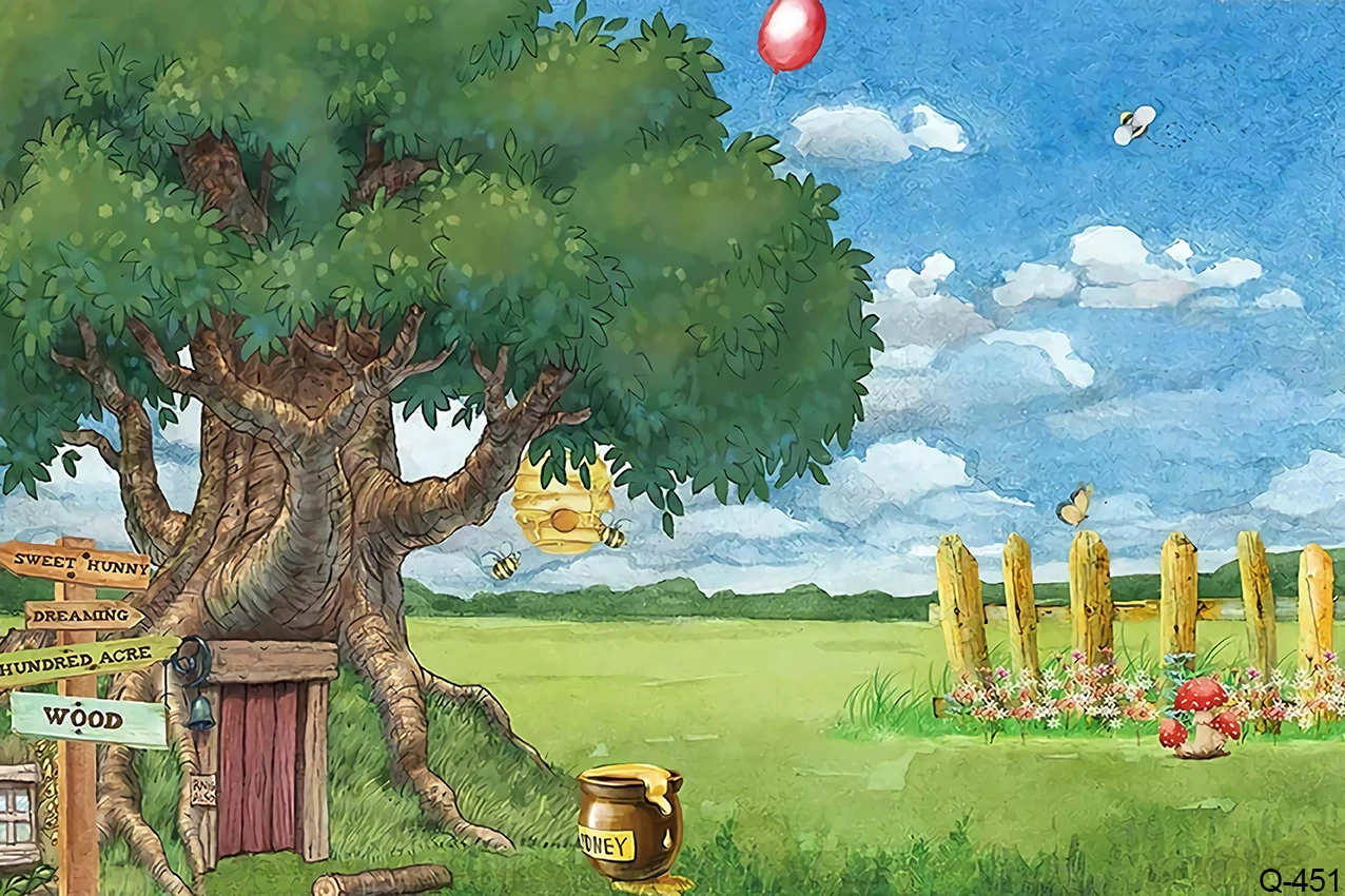 Disney winnie o urso pooh fundo crianças festa de aniversário decoração banner fotografia pano de fundo foto estúdio personalizado