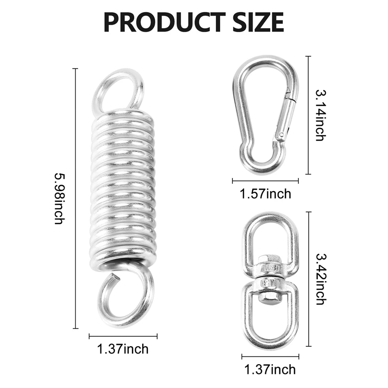 Obrotowe mocowanie łańcuch ze stali nierdzewnej z karabinkami i sprężyną, pojemność 1000Lbs na worek treningowy, huśtawka na siłownię, hamak