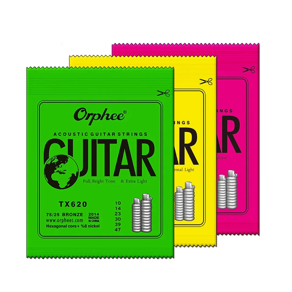 Orphee 10 Set Acoustic Guitar String Orphee Hexagonal Core+8% Nickel FULL Bronze Bright Profissional Acoustic Guitar String