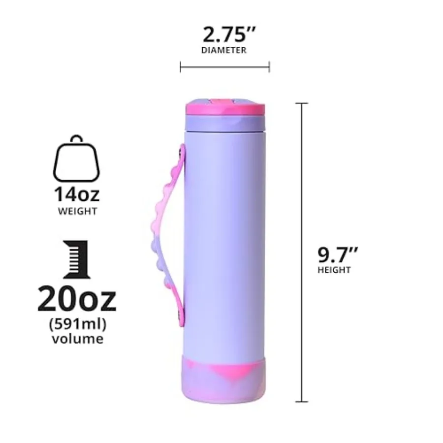 Iconic Personalized Water Bottle with Straw Lid and Stress Relief Pop It Handle, Custom Triple Insulated Stainless Steel Water