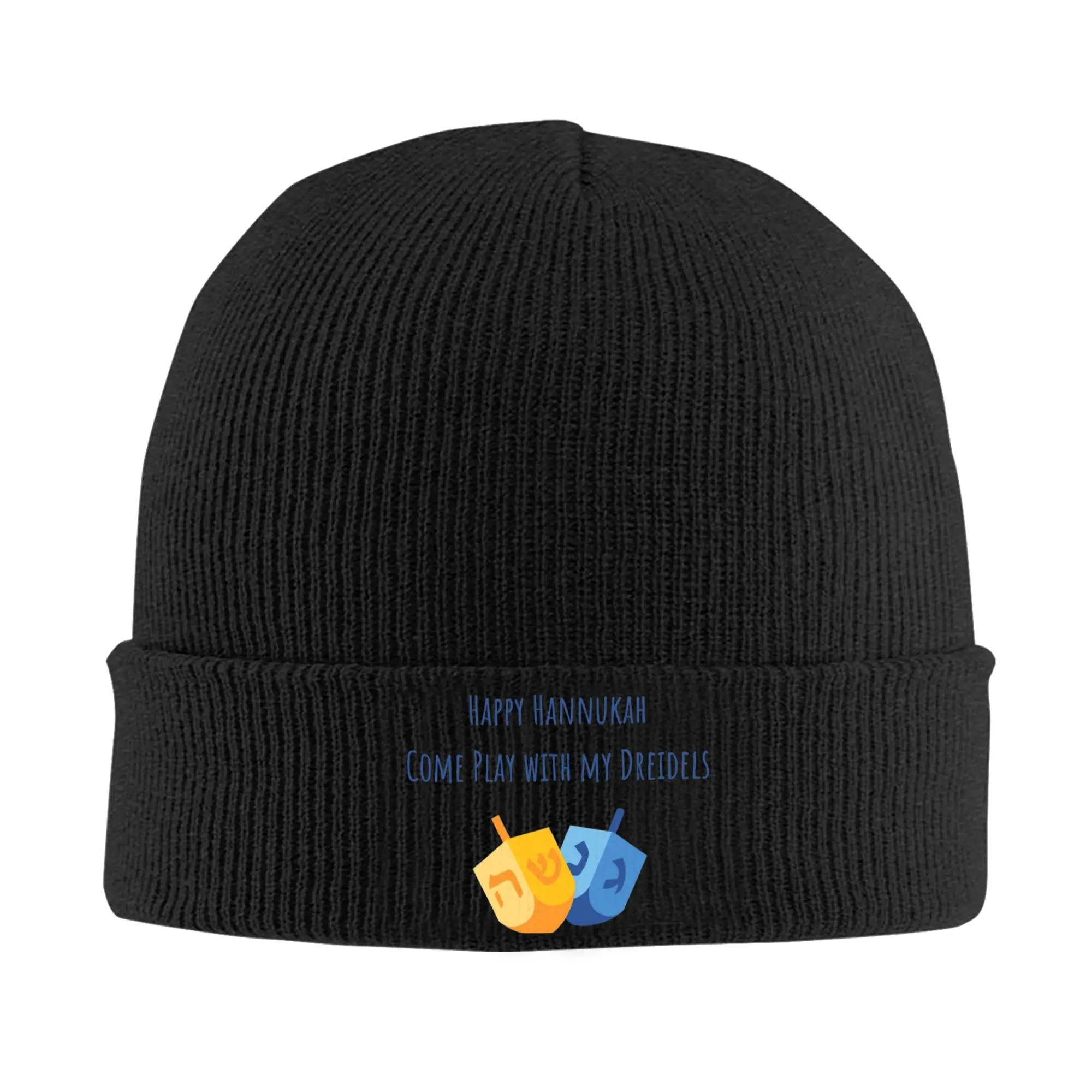 Happy Hanukkah Come Play With My Dreidels Knitted Hat Beanie Autumn Winter Hat Warm Acrylic  Street  Cap Men Women Gift,